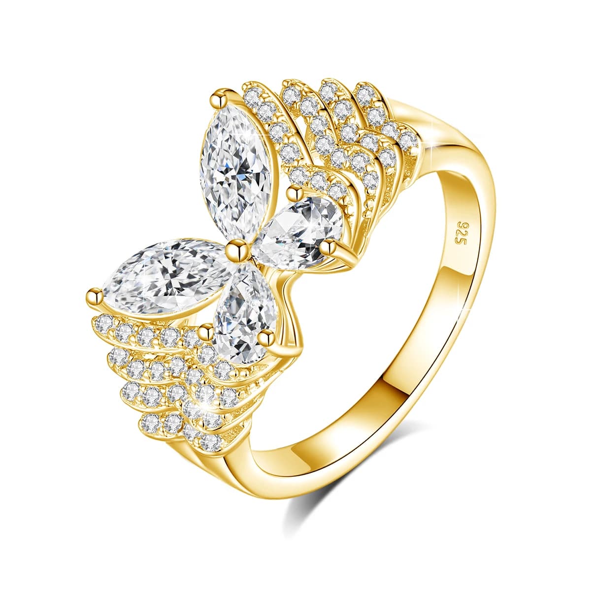 Luxury Butterfly 925 Sterling Silver Ring For Women Sparkling D VVS Moissanite Engagement Wedding Band Fine Jewelry Gift