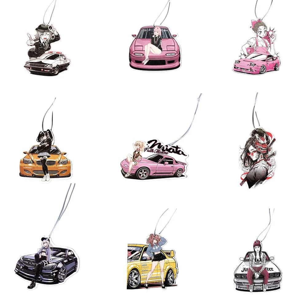 JDM Car Girls Deodorant for environments Automatic retrovisor mirror Hanging pendant Aroma perfume Diffuser Car accessories Interior decoration