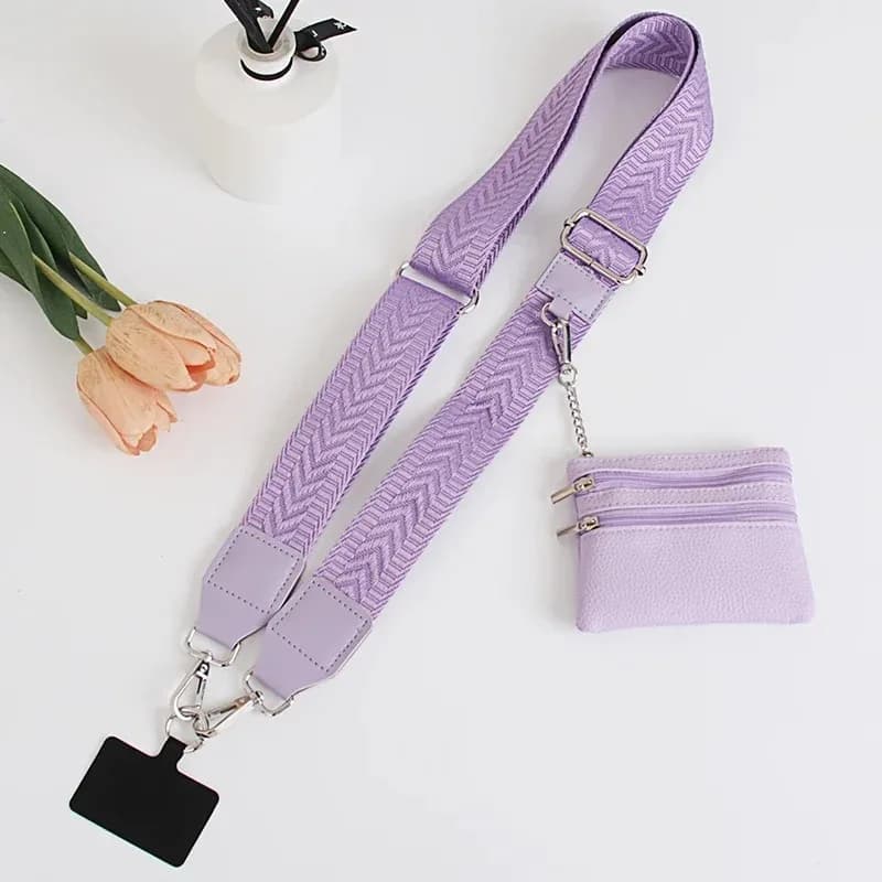 Fashionable Pattern Cell Phone Case With Universal Clasp Zippered Wallet Accessories for Handbags with Adjustable cellular shoulder strap