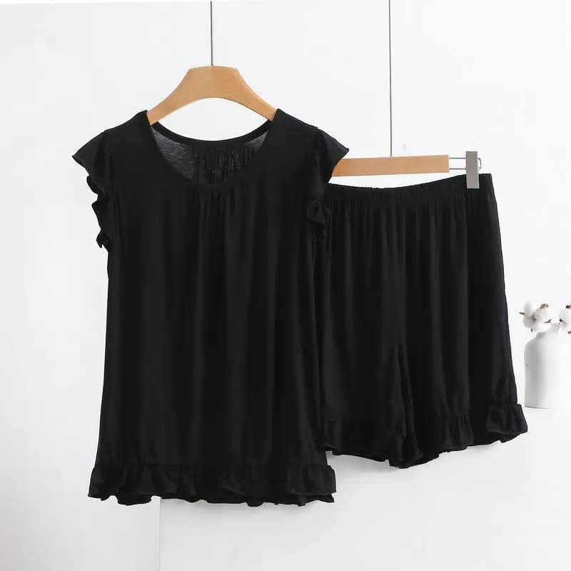 Casual Vest Shorts Suit Pajamas Women Home Wear Clothes Loose Summer Two Piece Set Plus Size Nightwear Pijamas Female XL-8XL