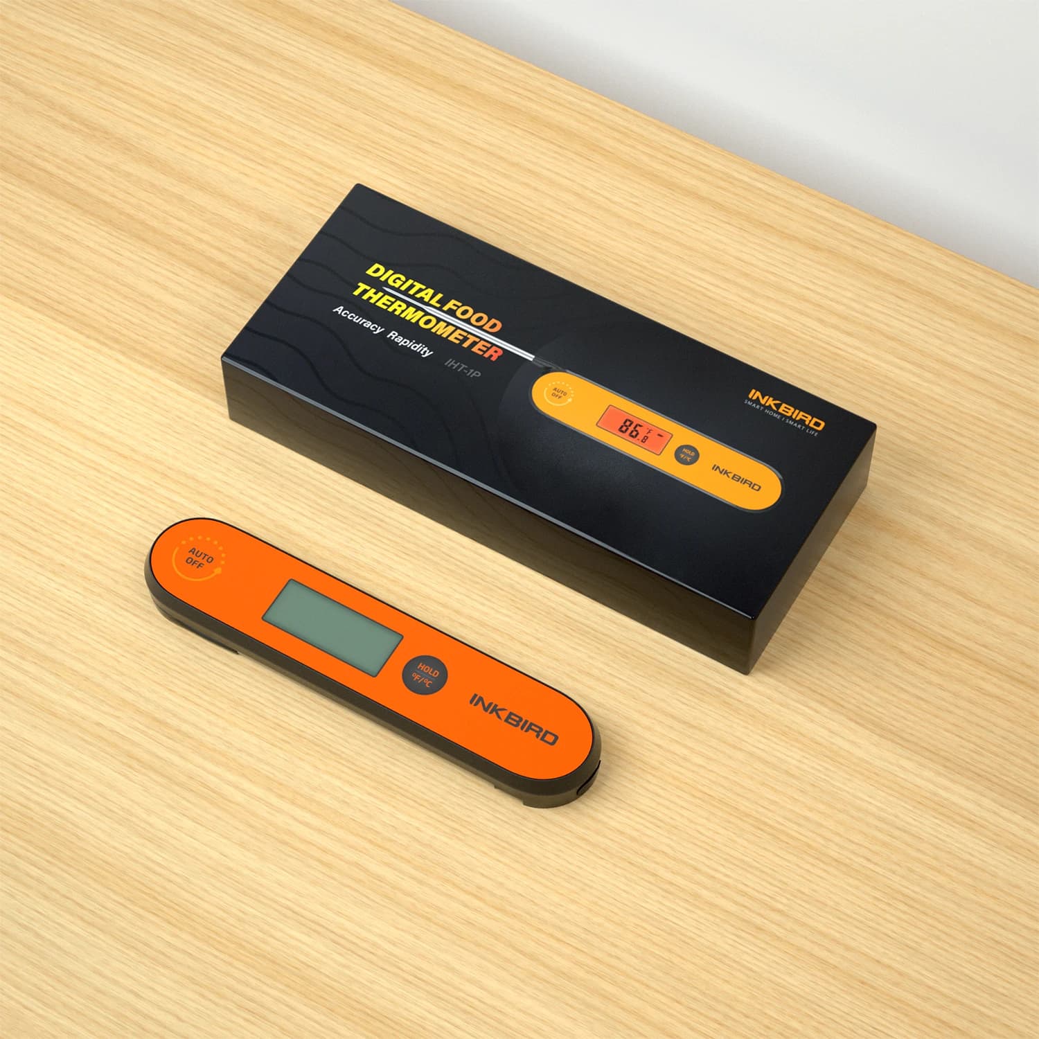 INKBIRD IHT-1P 250mAh Portable Digital Meat Thermometer Fast Instant Reading Rechargeable Kitchen Thermometer with Foldable Probe