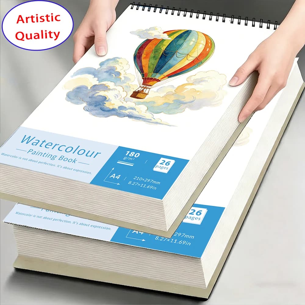 180gsm 26Sheets A4/A5 Watercolor Art Paper, Acid-Free Cold Press Notebook for Watercolor & Gouache, Beginners Friendly