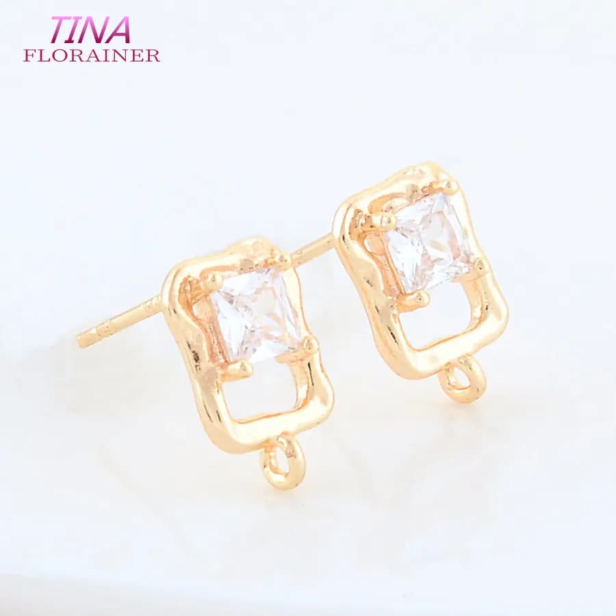 6 PZ 8*11.5 MM 18 K Color Oro Ottone Placcato A Forma Quadrata Orecchini Della Vite Prigioniera Spilli di Alta Qualità Risultati Dei Gioielli Fai Da Te accessori