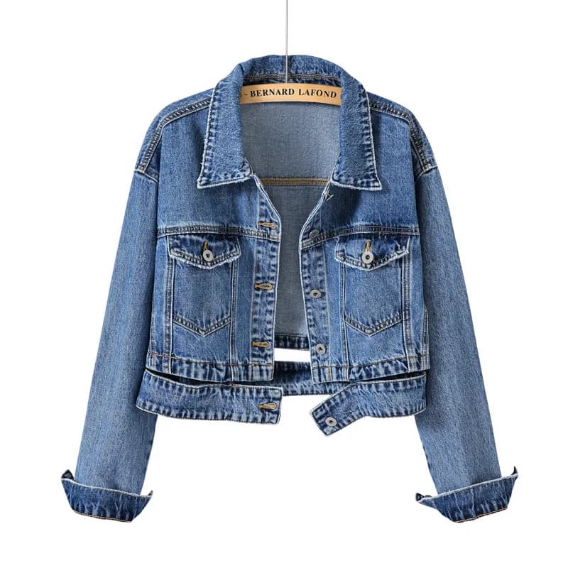 Streetwear Giacca di jeans nera blu Cappotto di jeans chic da donna Capispalla corto allentato oversize Top casual femminile Retro Primavera Autunno