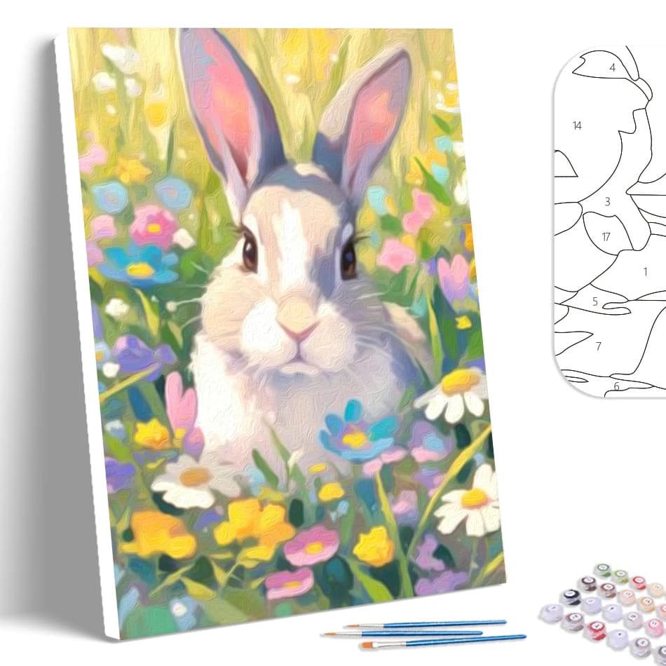 Painting By Numbers,Rabbit Animals,Arts Crafts,Handicraft,Kits,Acrylic Paints,Coloring For Adults,Handpainted,With Frameless