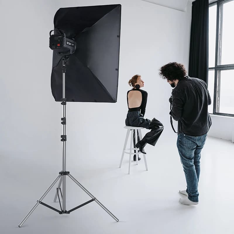 Selens 2.2m Telescoping Light Stand Lightweight Stainless Steel Tripod with Air Cushion & 1/4 3/8 Adapters, for Photo Studio