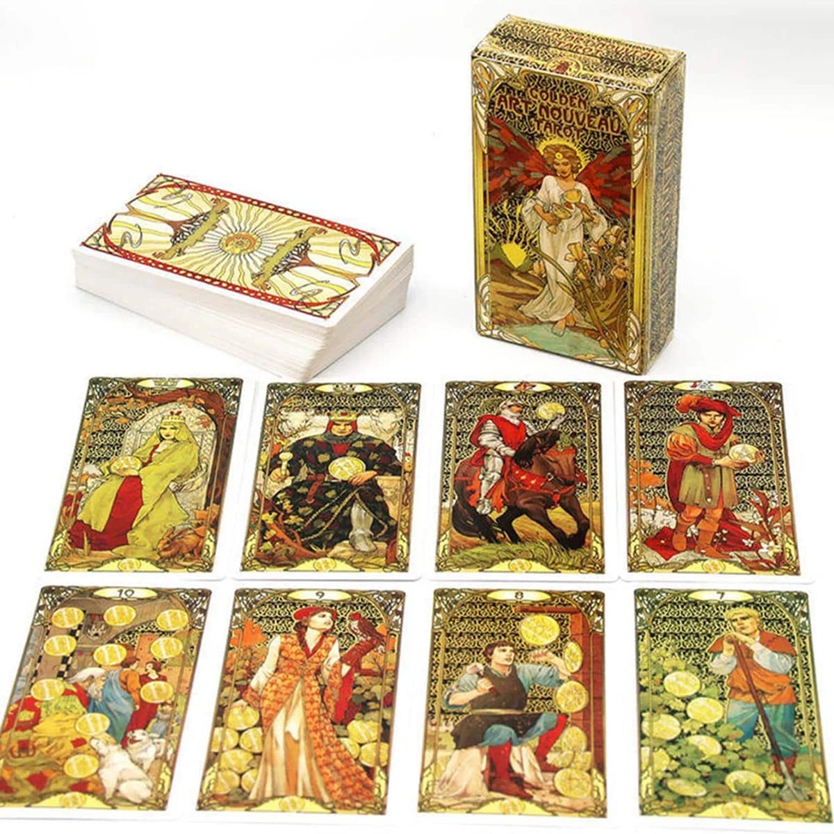 78 pezzi/set-golden Art Nouveau Tarocchi gioco da tavolo di carte dei tarocchi, gioco di carte Golden Art Unzipping
