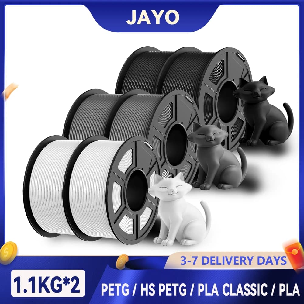 JAYO 3D PETG/ PETG opaco ad alta velocità / PLA Classic/PLA/PLA+/HS PLA/PLA Matte/PLA Meta Filamento stampante Filamento stampante 3D da 1,75 mm