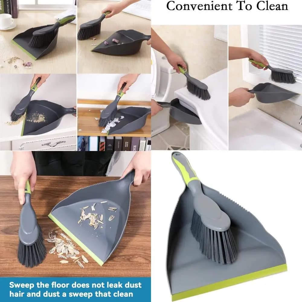 3 piece cleaning set: hand broom, shovel and brush for floors, tables and animal cases
