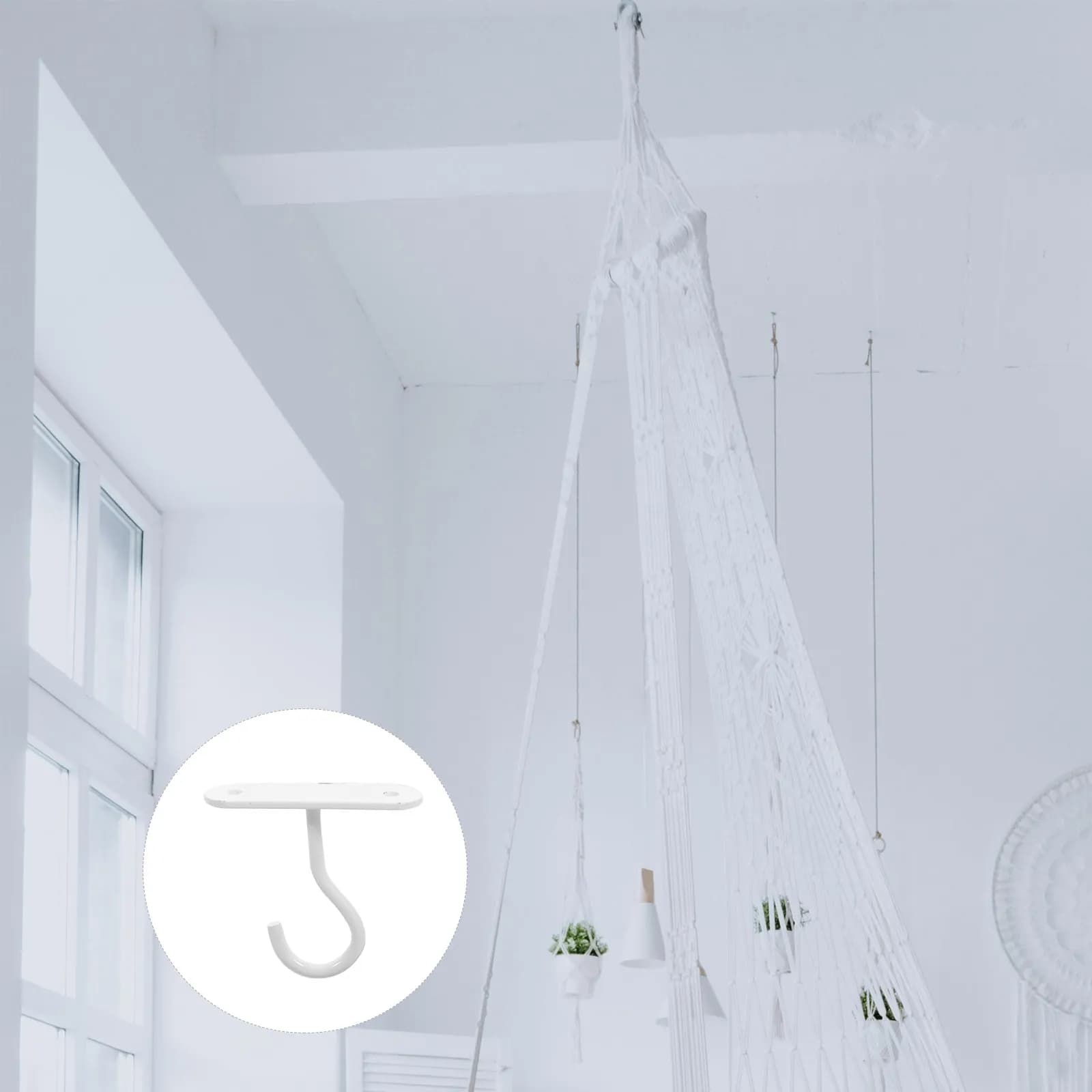 4Pcs Heavy Duty Iron Ceiling Hooks for Hanging Plants Outdoor Indoor Wall Mount Planter Hangers Light Fixtures Wind Chimes Bed
