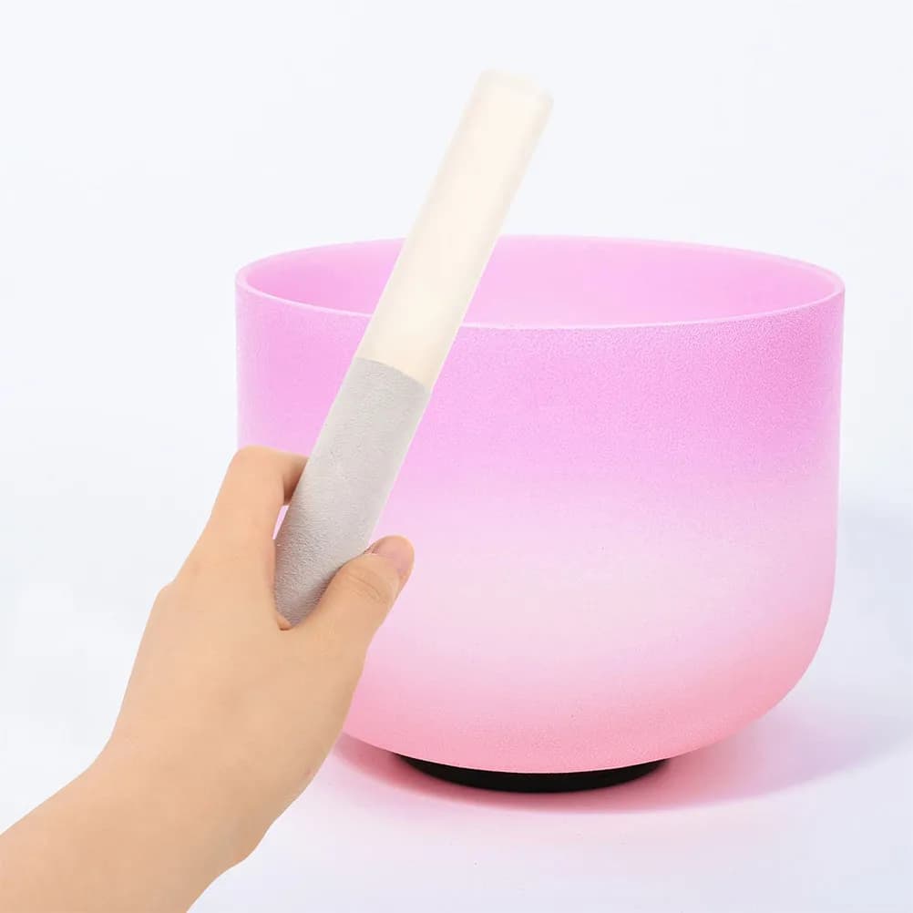 2Pcs Acrylic Crystal Singing Bowl Mallet Rod Striker for Meditation Sound Therapy Musical Pyramid Hollow Solid Design Clear