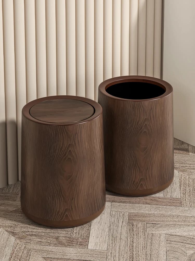 Pattumiera imitazione venature del legno in stile medievale, camera da letto per la casa, soggiorno, cucina, dormitorio, hotel, letto per ristorazione