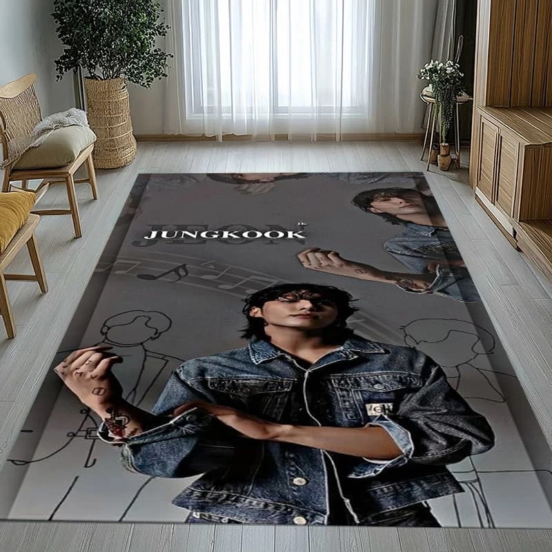 Jeon Jung Kook Kpop B-BTS Anti-slip Carpet for Living Room, Soft Bedroom Mat, Games Room, Sofa, Home Decoration, Gift