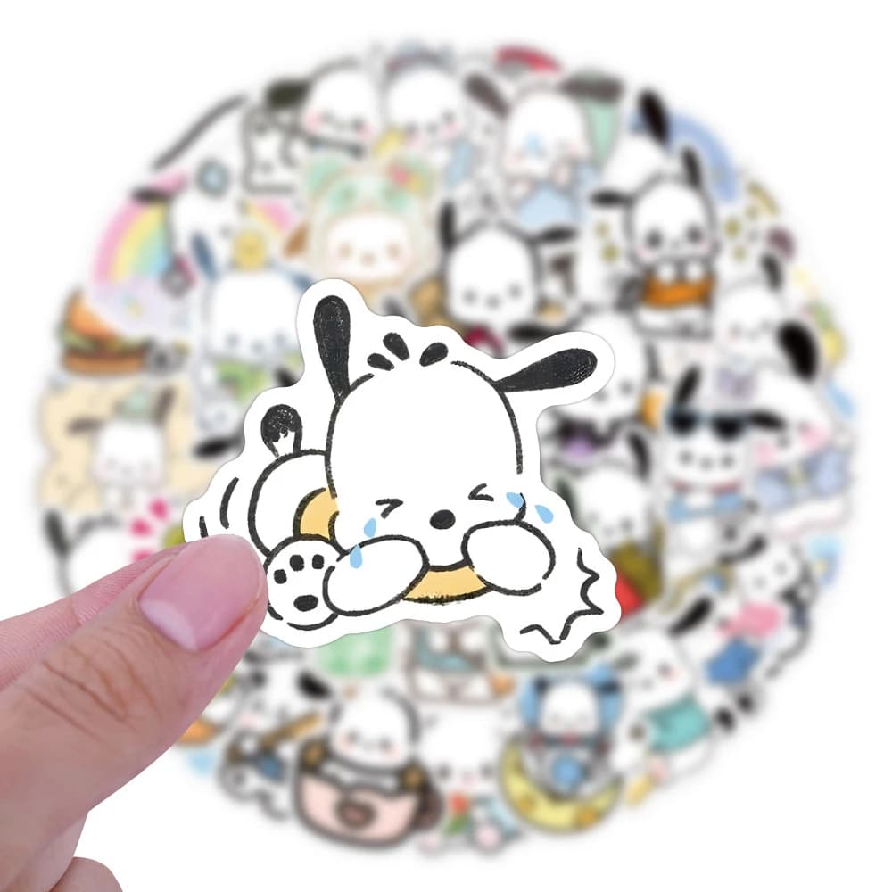 10/30/60 Pezzi Adesivi Divertenti e Carini Sanrio Pochacco, Sticker Kawaii Cartoon per Bambini, Giocattoli, Telefono, Notebook, Chitarra, Decalcomanie Impermeabili