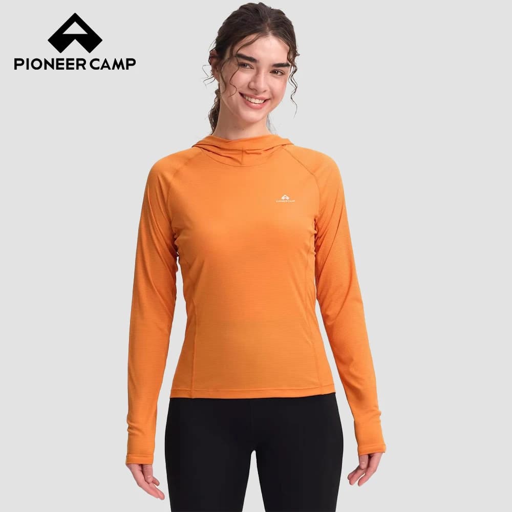 Pioneer Camp Felpa con Cappuccio da Donna Anti-UV Ultraleggera Traspirante a Maniche Lunghe per Escursionismo Pesca Corsa Asciugatura Rapida