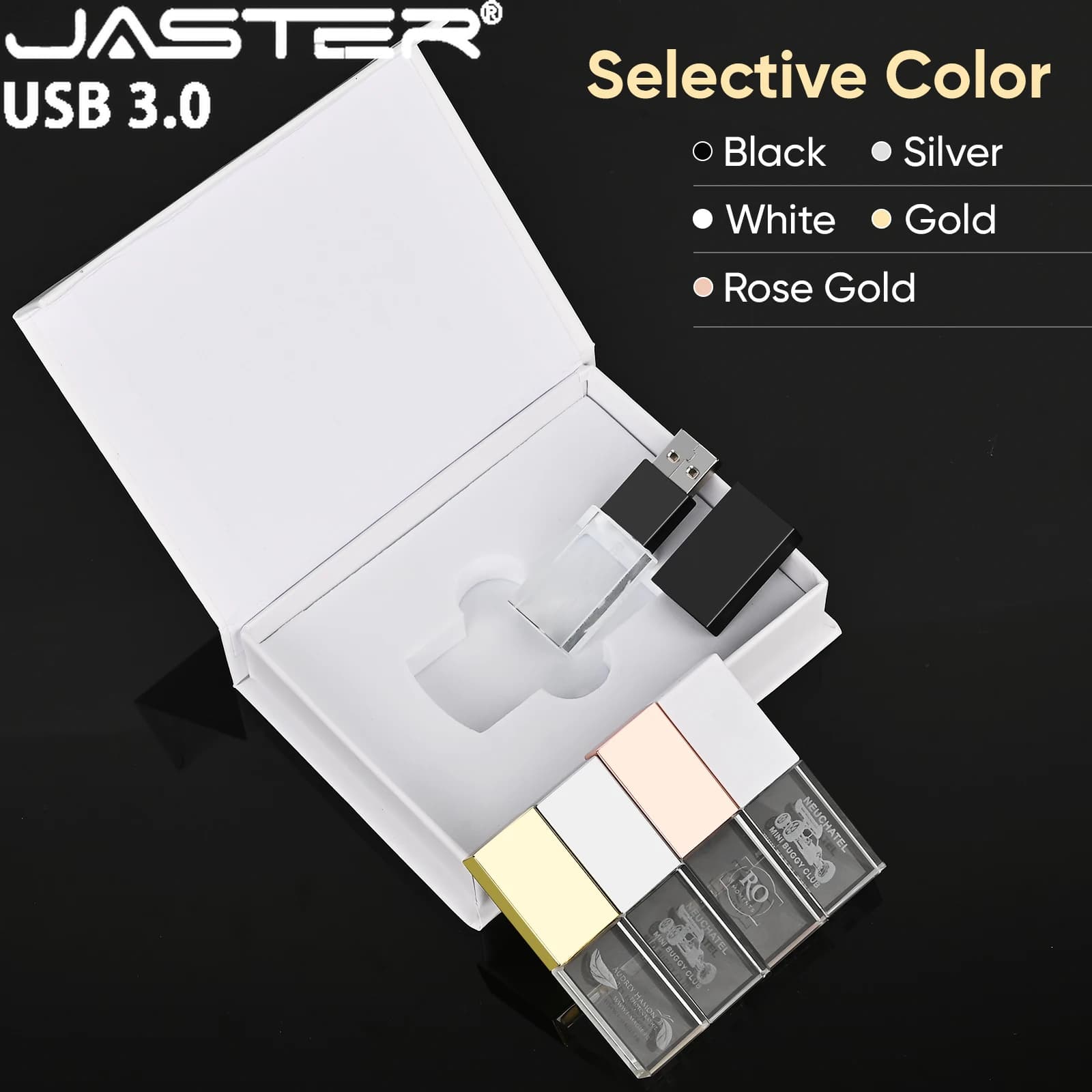 JASTER Chiavette USB 3.0 in Cristallo 128GB Alta Velocità Pen Drive 64GB Logo Personalizzato Gratuito 32GB Memory Stick 16GB Regalo Creativo U Disk