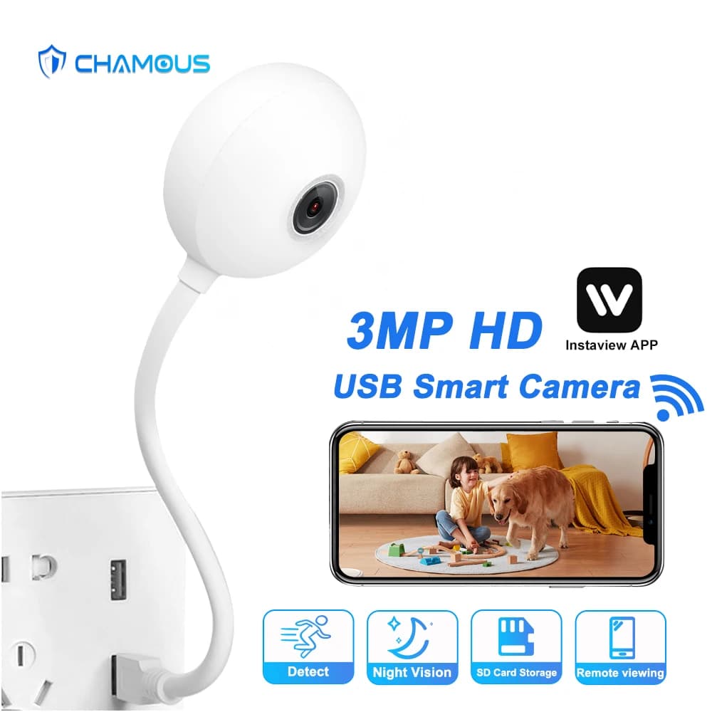 Telecamera interna 3MP Wireless WIFI USB Lampadina Telecamera IP Mini Baby Monitor Protezione di sicurezza Video sorveglianza CCTV