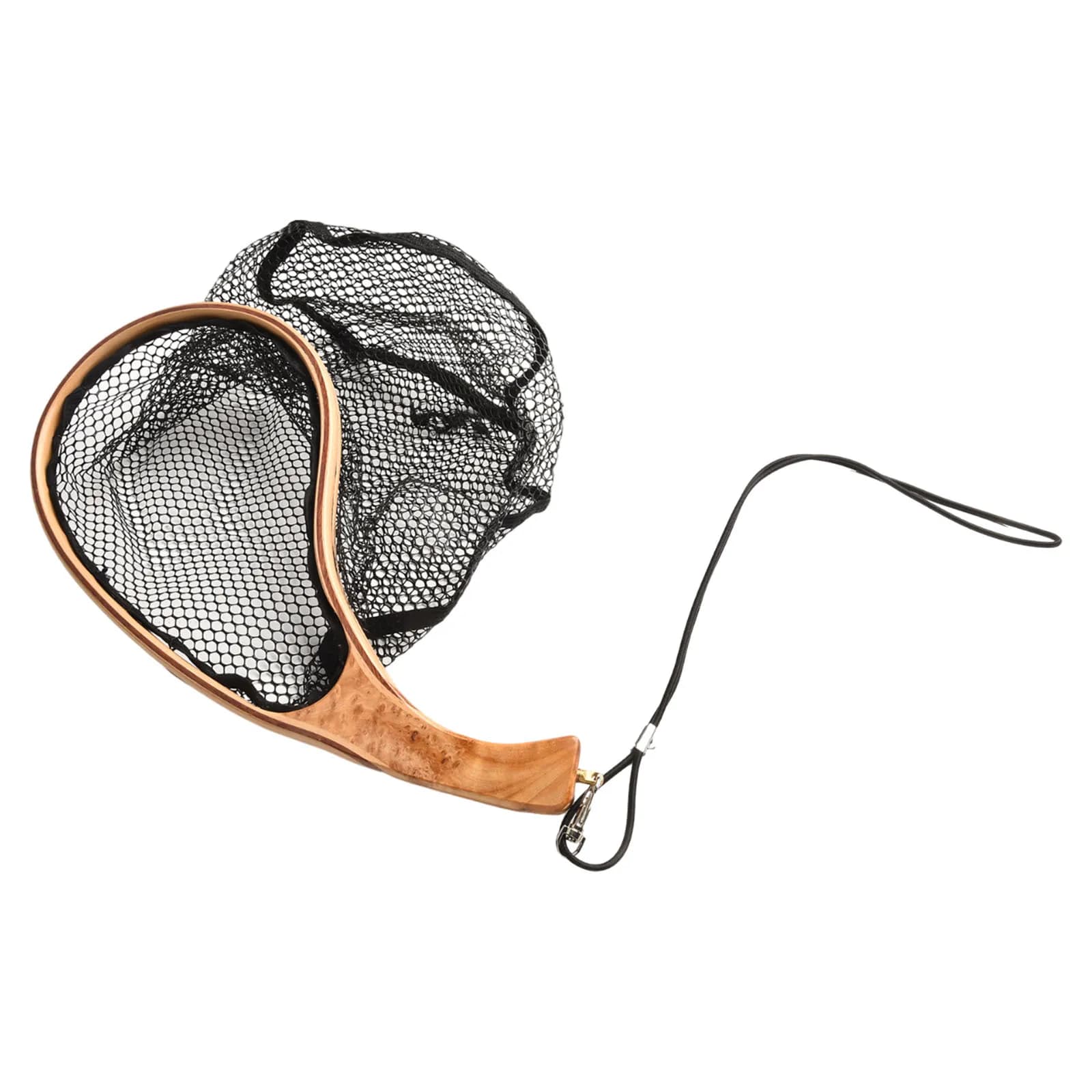 1pc Rete da pesca a mosca Atterraggio Cattura Rete di rilascio Telaio in legno Reti da pesca in flusso Maglia esagonale Pesca Iscas Attrezzatura per pesci Accessorio