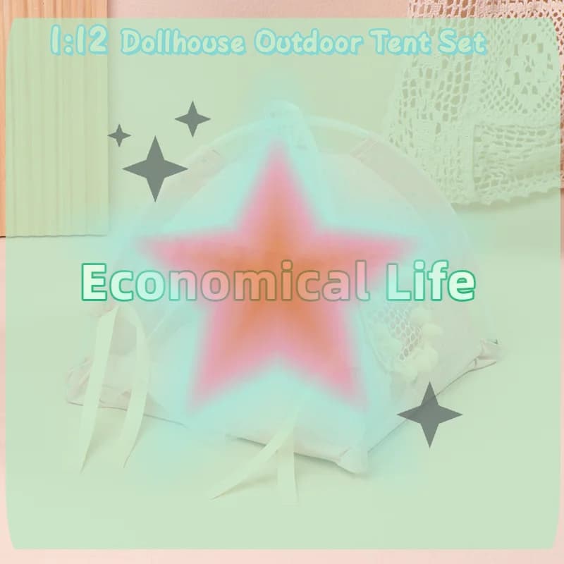 [MOA]1:12 Dollhouse Simulation Pink Tent Model Mini Doll Travel Camping Decoration Toys Micro Scene Construction Photo Props
