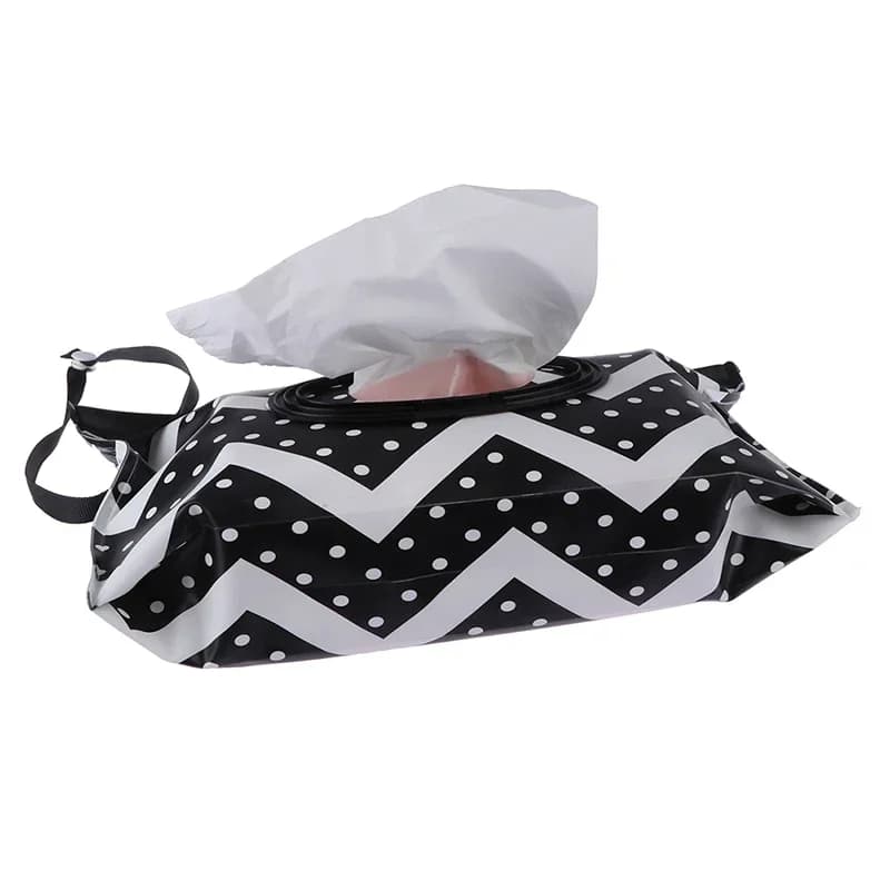 Sacchetto per salviettine umidificate per bambini sacchetto per salviette umidificate riutilizzabili con cinturino a scatto carino EVA Flip Cover scatola per fazzoletti accessorio per passeggino utile all'aperto