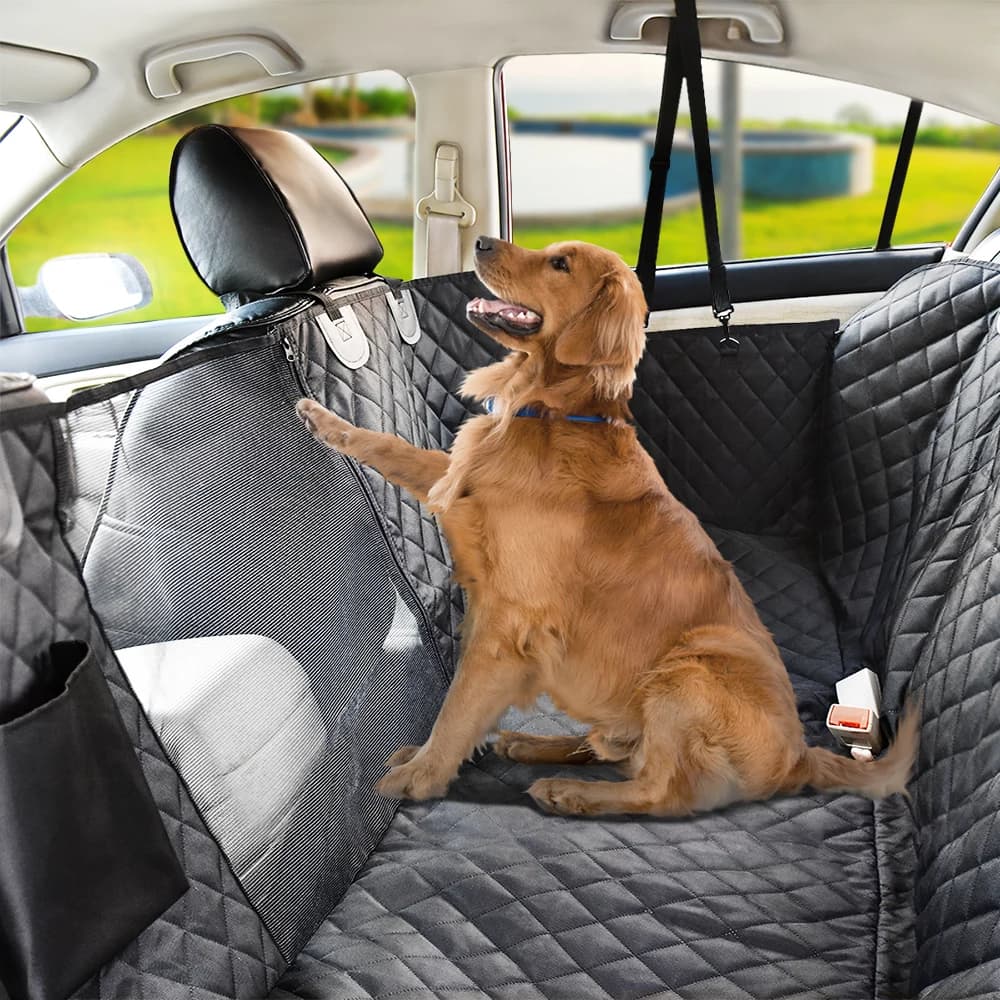 Waterproof Rear Seat Cover for Dogs, Amaca Style Mat with Safety Belt Design, Suitable for Trucks and SUVs