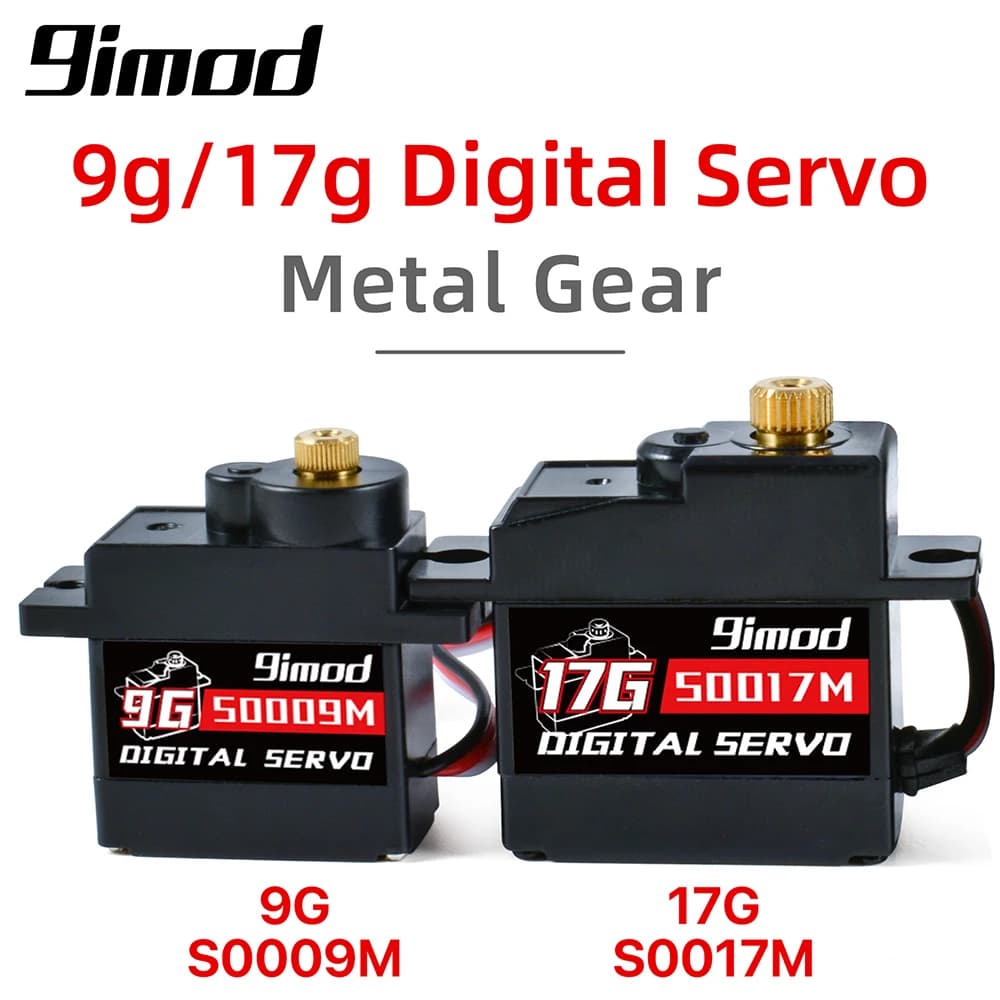 9imod Servo 9g 17g Servomotore digitale Sterzo ad alta velocità RC Servo Metal Gear Servo per 1/16 1/18 1/24 RC Auto Barca Elicottero