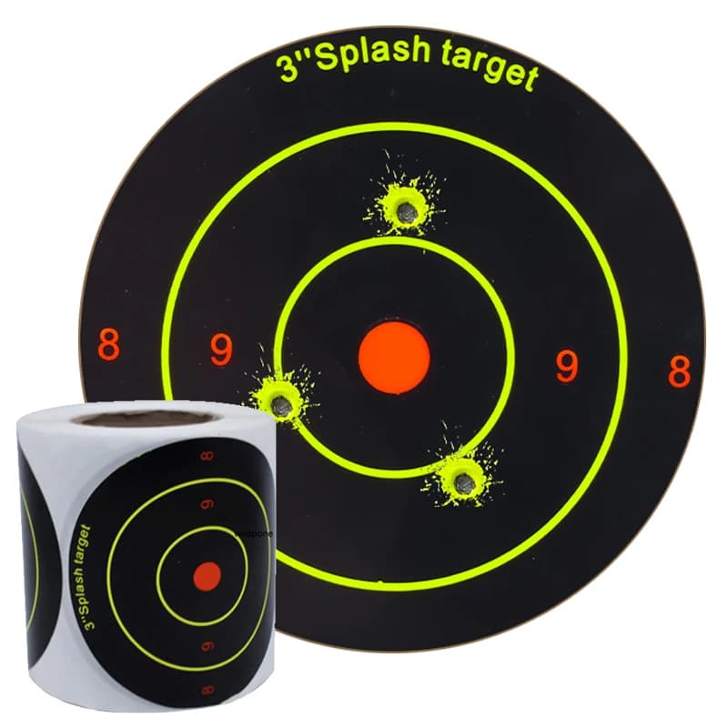 Rotolo di 100 Adesivi Bersaglio Splatter Splash Amp Reactive da 7,50 cm, Autoadesivi, Colorati, per Tiro a Impatto (Bullseye)