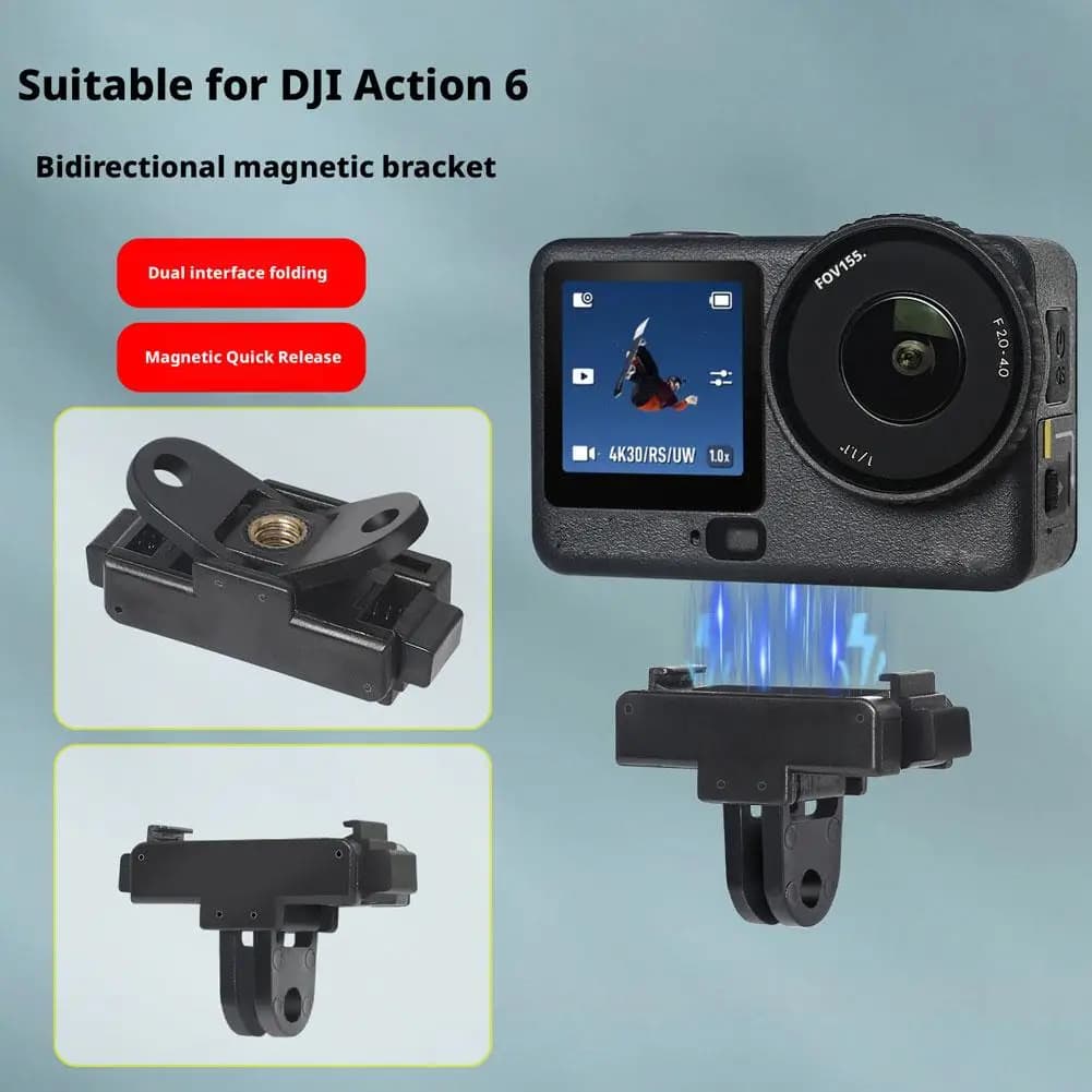 Accessories for action cam with two claws magnetic adapter for DJI ACTION 6 Double claw interface in aluminium alloy with quick release