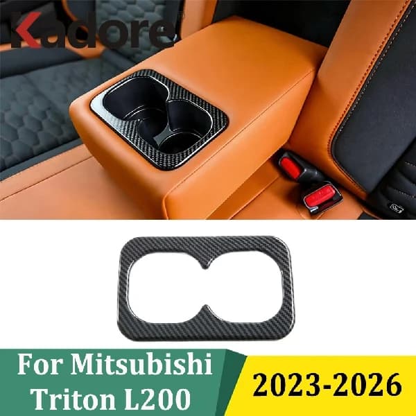 For Mitsubishi Triton L200 2023 2024 2025 2026 Carbon Fiber Rear Seat Water Bottle Wall decal Trim Car Accessories