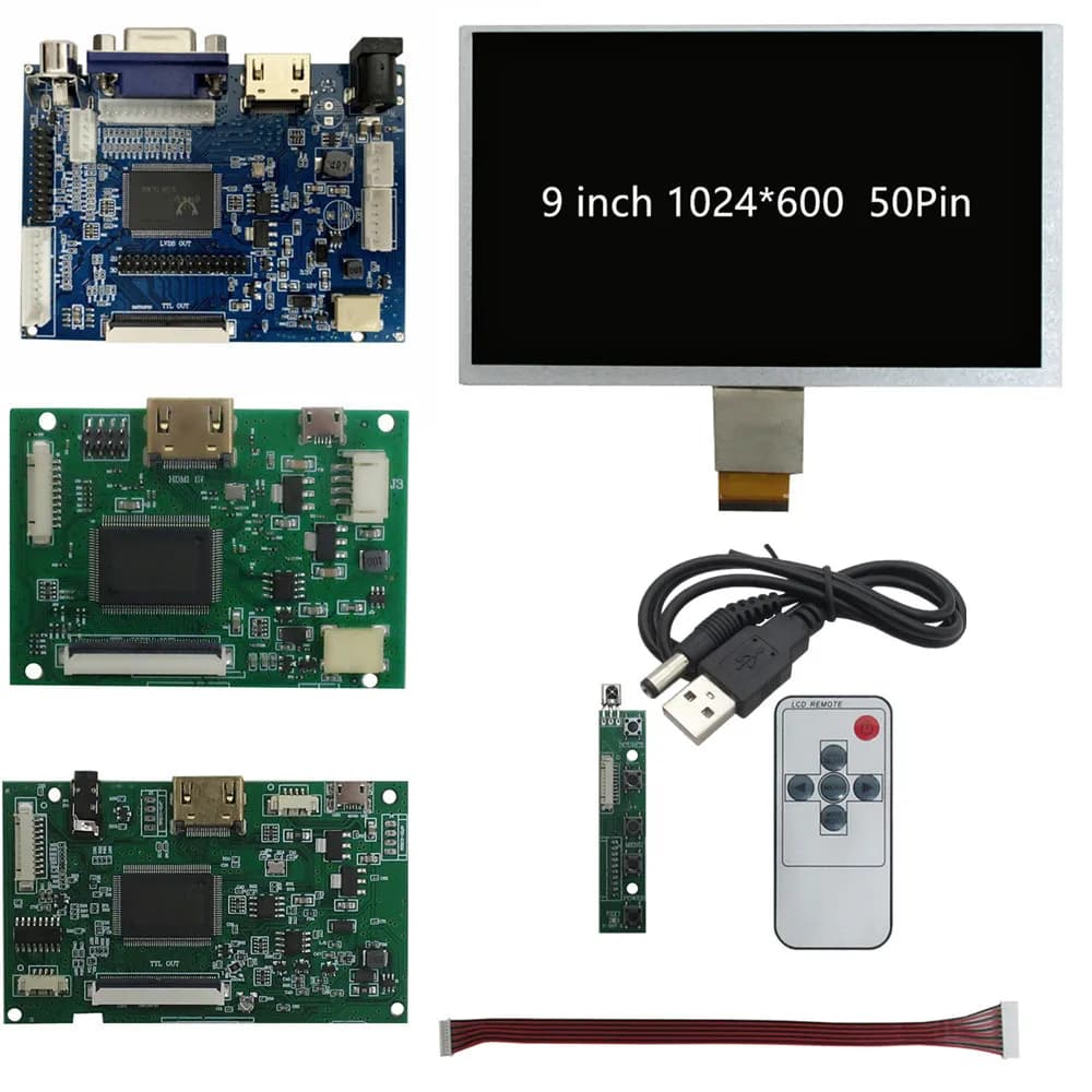 Monitor LCD da 9 pollici 1024*600 con scheda di controllo del driver VGA HDMI compatibile per Lattepanda, Raspberry Pi Banana Pi