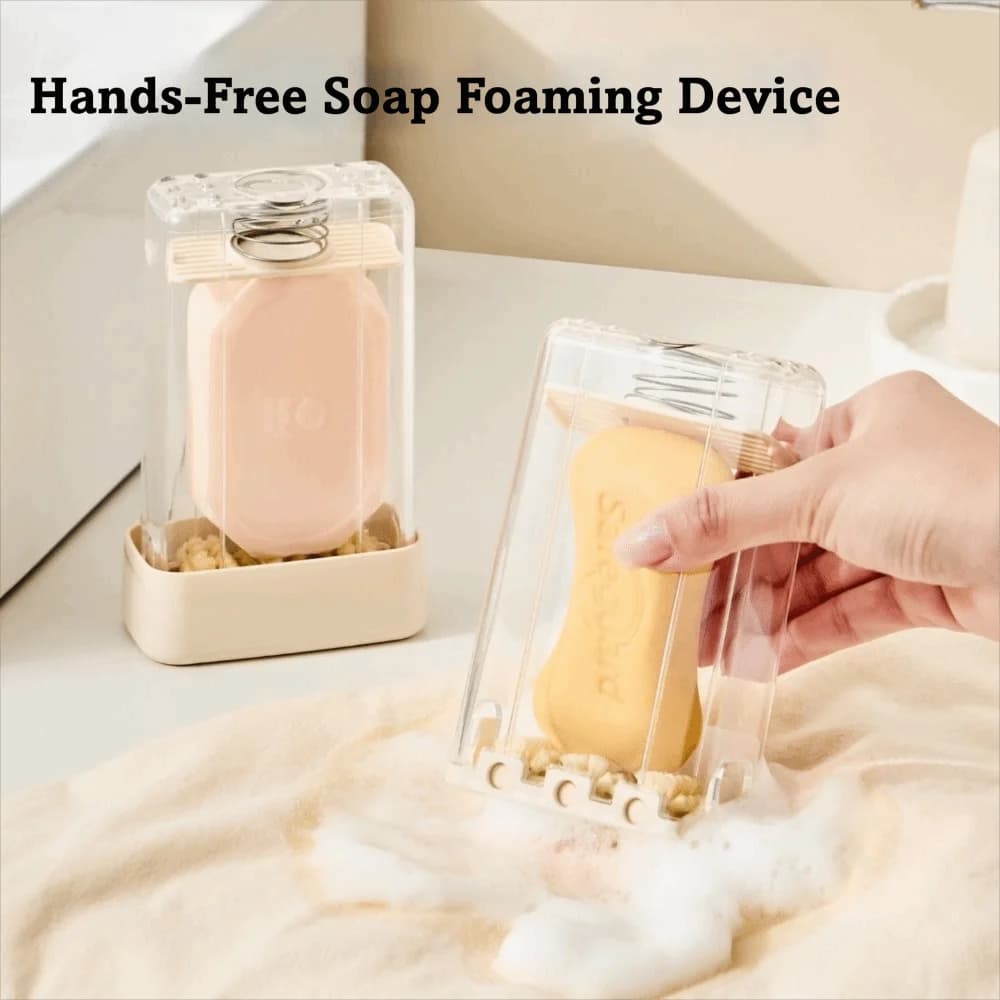Portasapone Multifunzionale con Dispenser Schiumogeno, Contenitore Portatile in Plastica Ecologica con Rullo per Sapone, Ideale per Esterni