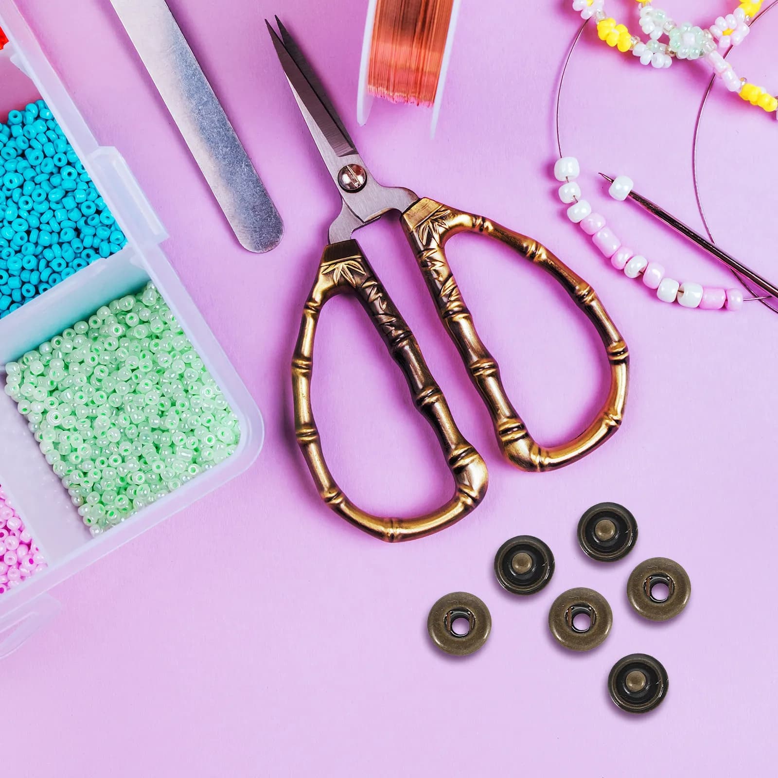 80 Pezzi Bottoni a Pressione in Metallo da 6mm, Chiusure Invisibili per Maglioni, Kit per Cucito Fai-da-Te, Abbigliamento e Artigianato