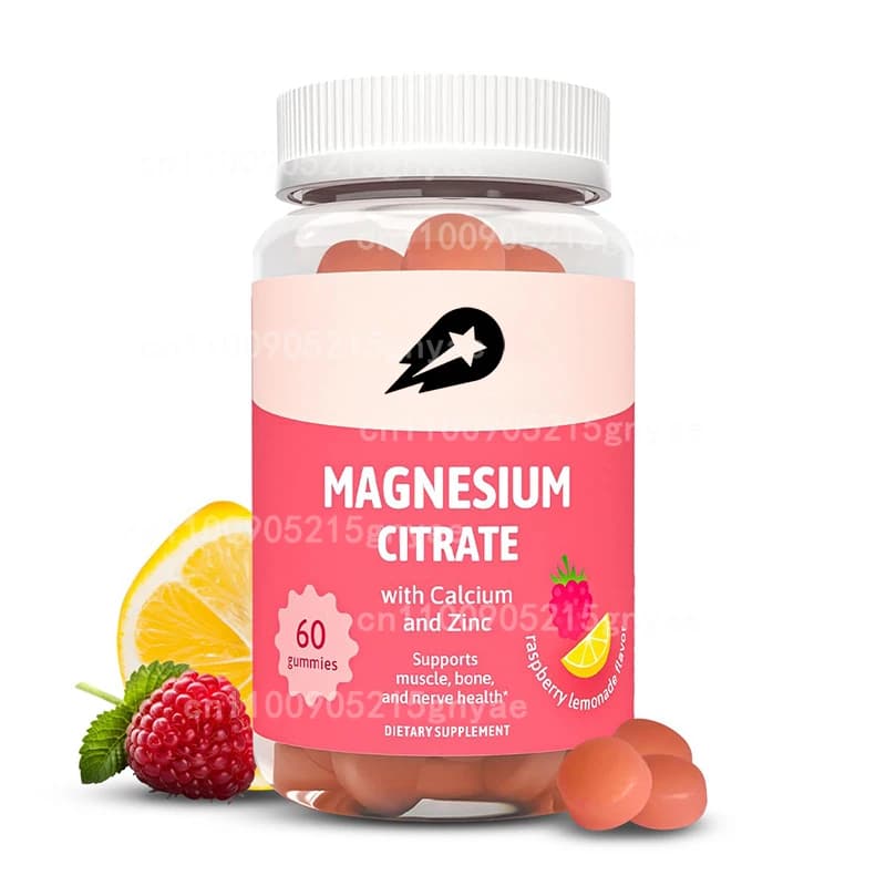 Glycine and Magnesium Rubber 500mg - Magnesium Supplement for Adults with Vitamin B6 for Muscle Support - Strawberry Gusto, 60 Rubbers