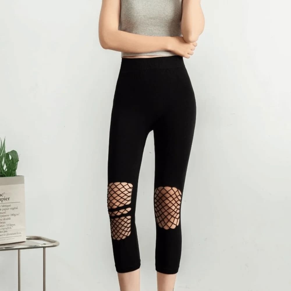 New Hollow Out Women's Mesh Leggings Breathable Openwork Mesh Yoga Pants High Waist Stretchy Casual Leggings Women Wear