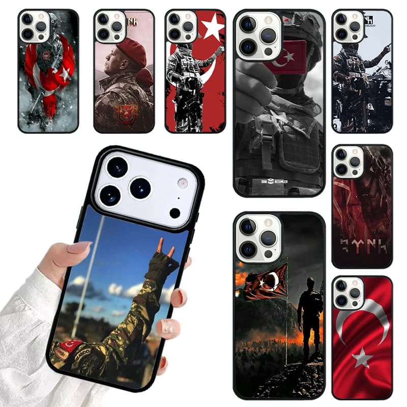 Turkish flag soldier Phone Case For iPhone 17 16 15 14 13 12 11 Pro Max 17air Shockproof Cover Fundas
