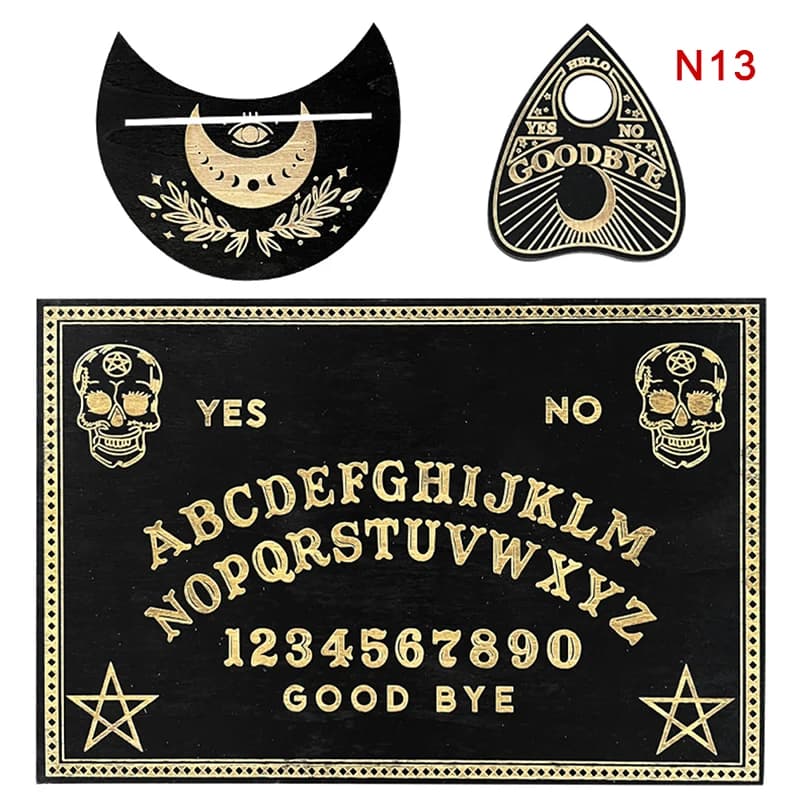 1 set Bordo magico inciso Scheda Ouija Messaggio metafisico Kit tavolo a pendolo della strega Tabellone a pendolo per divinazione in legno da 12 pollici