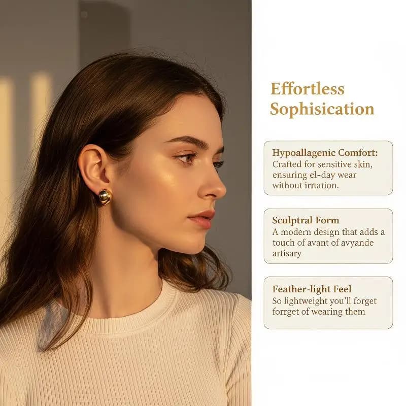 Retro C-Shaped Double Ring Earrings Women's Copper Electroplated Ear Hoops Fashion Jewelry Accessories