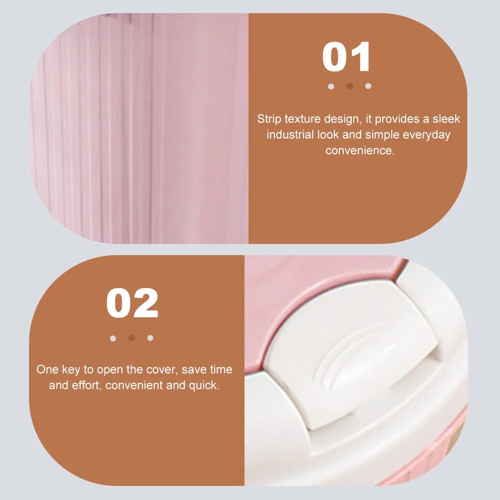 Cestino per Rifiuti a Pressione in Materiale Premium con Coperchio, Contenitore Compatto per Cucina, Bagno, Ufficio, Base Antiscivolo