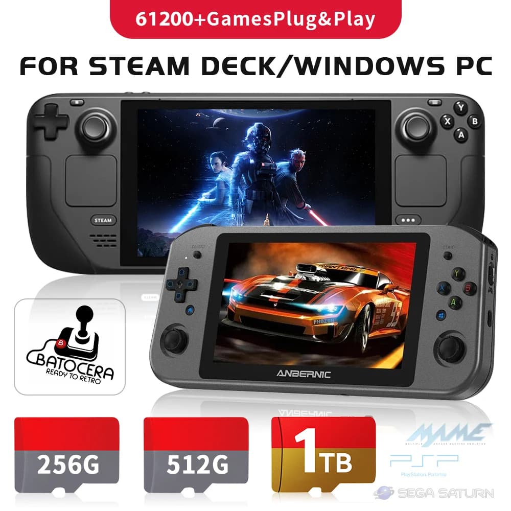 Ultima scheda di gioco Batocera 39 OS TF da 1 TB per Steam Deck/Windows PC/MAC/console di gioco portatili con oltre 61200 giochi per PS3/PS2/PS1/N64