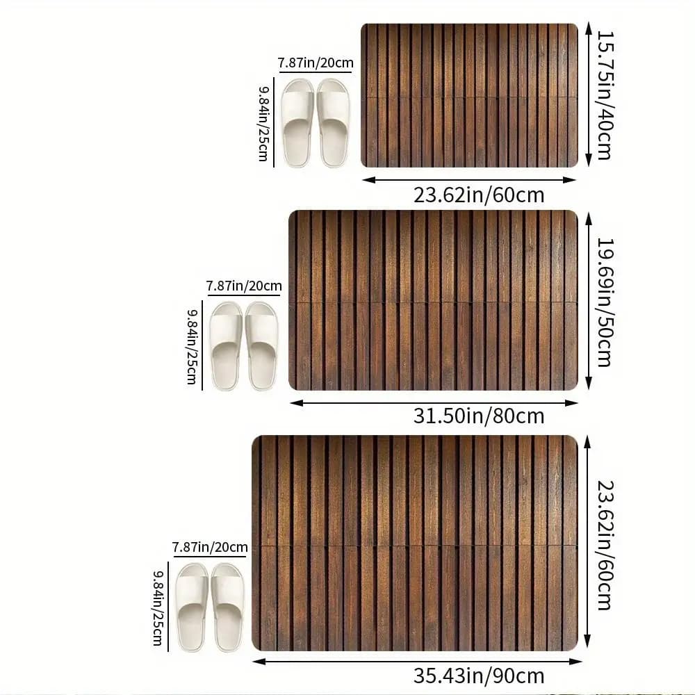 Tappetino per porta domestico imitazione venature del legno che assorbe l'acqua, antiscivolo e ad asciugatura rapida, tappetino per bagno cucina, decorazioni per la famiglia