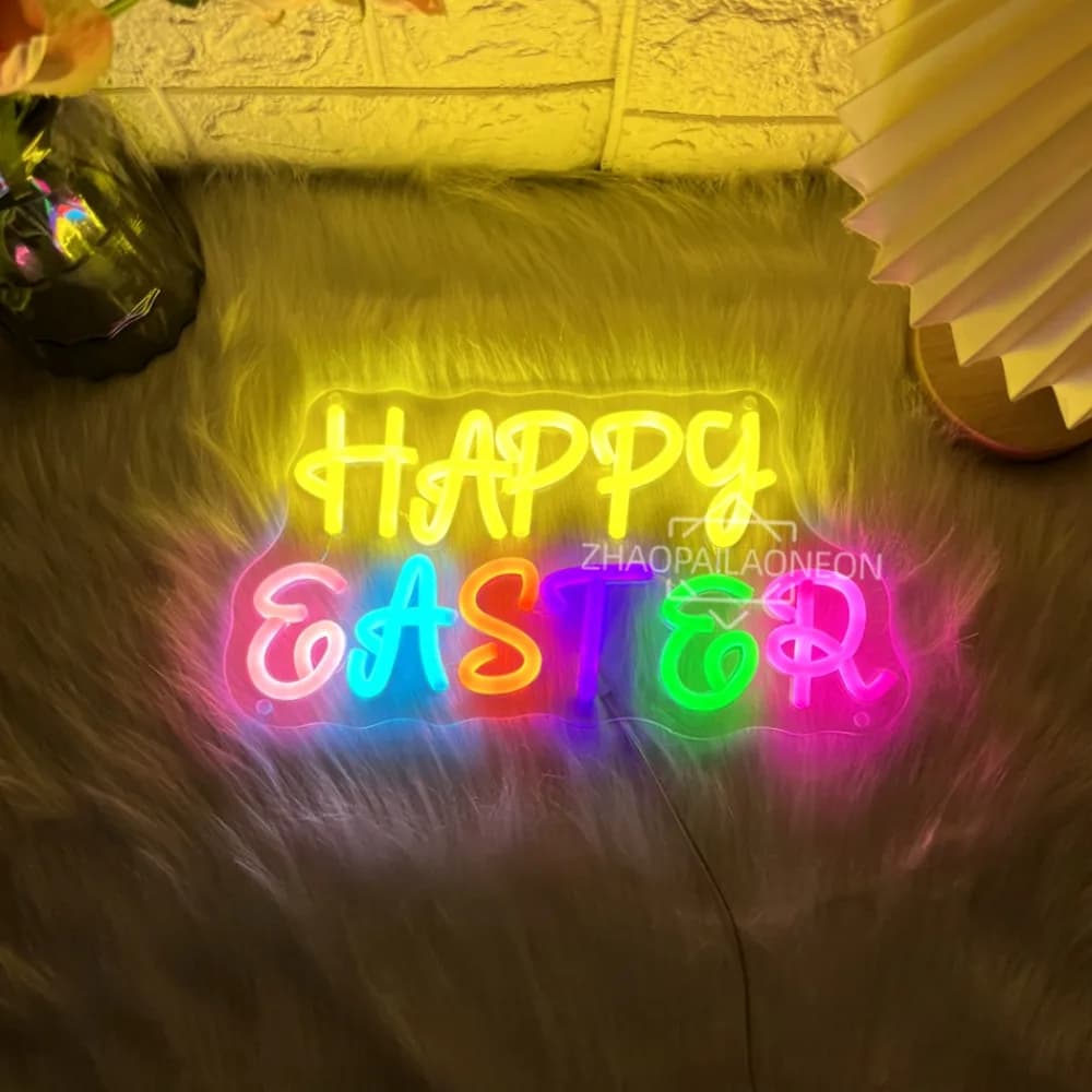 Felice Pasqua Insegna al neon LED Pasqua Parete Home Room Decor Neon Night Light Festa Matrimonio Camera da letto Decorazione Regali di festa