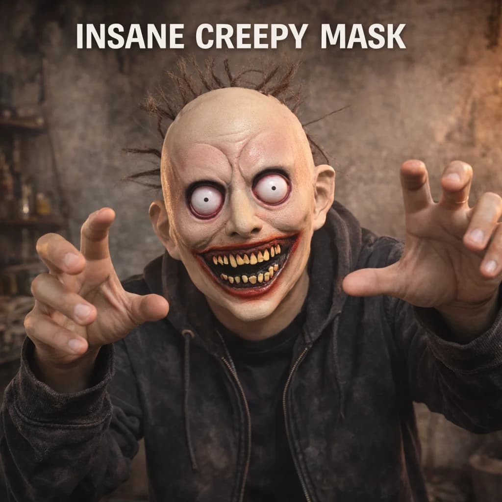 Maschera Horror di Halloween, Clown Spaventoso per Feste in Costume e Scherzi - Accessorio per Costume Adulti e Bambini con Capelli Spettrali