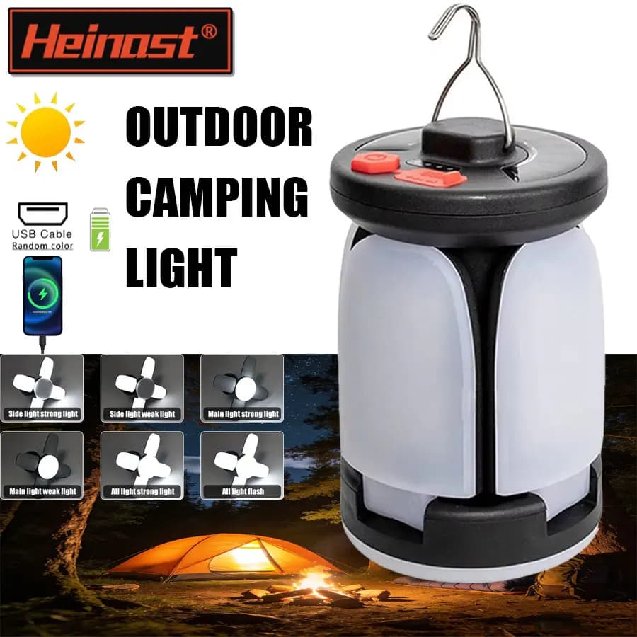 Lampada da campeggio ricaricabile con lanterna da campeggio a LED solare ad alta potenza con luce pieghevole, luce per tenda portatile per emergenza esterna
