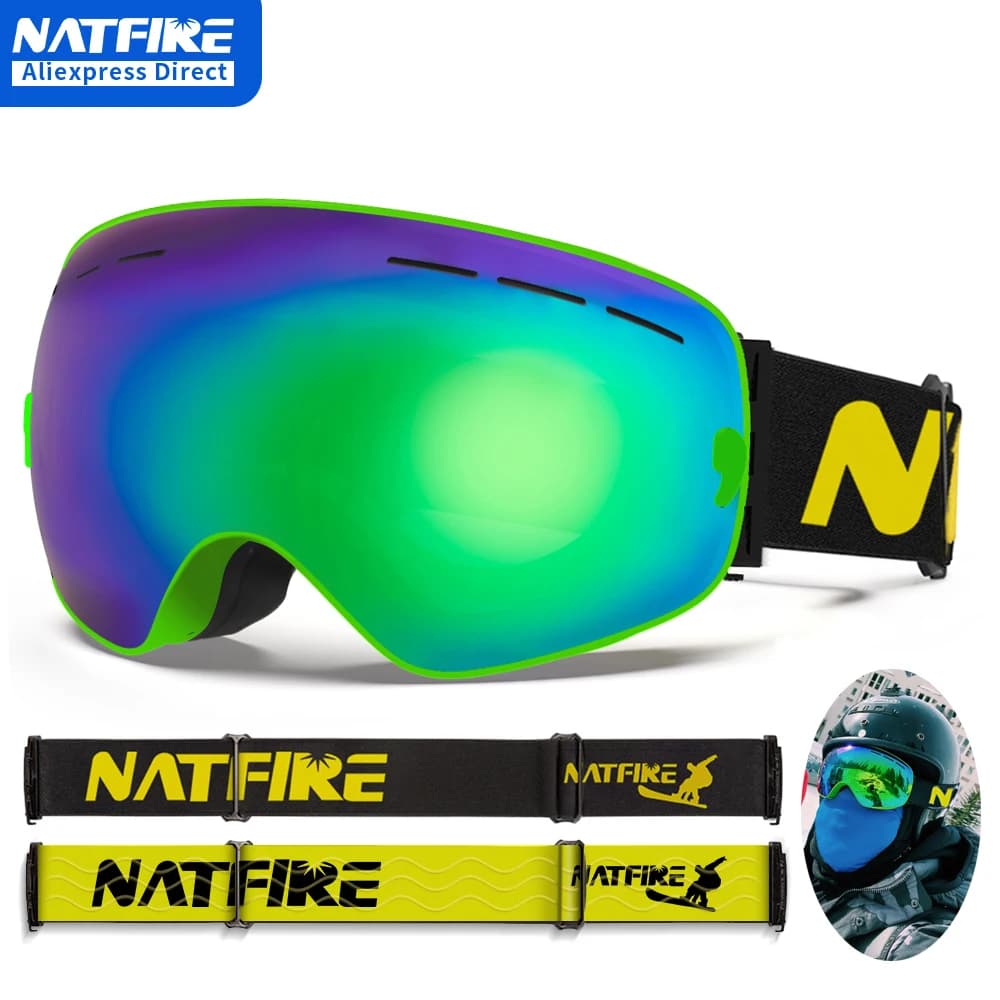 Occhiali da sci Antiappannamento Doppi strati UV400 Grandi occhiali da sci Maschera da sci Snowboard Uomo Donna Occhiali da neve