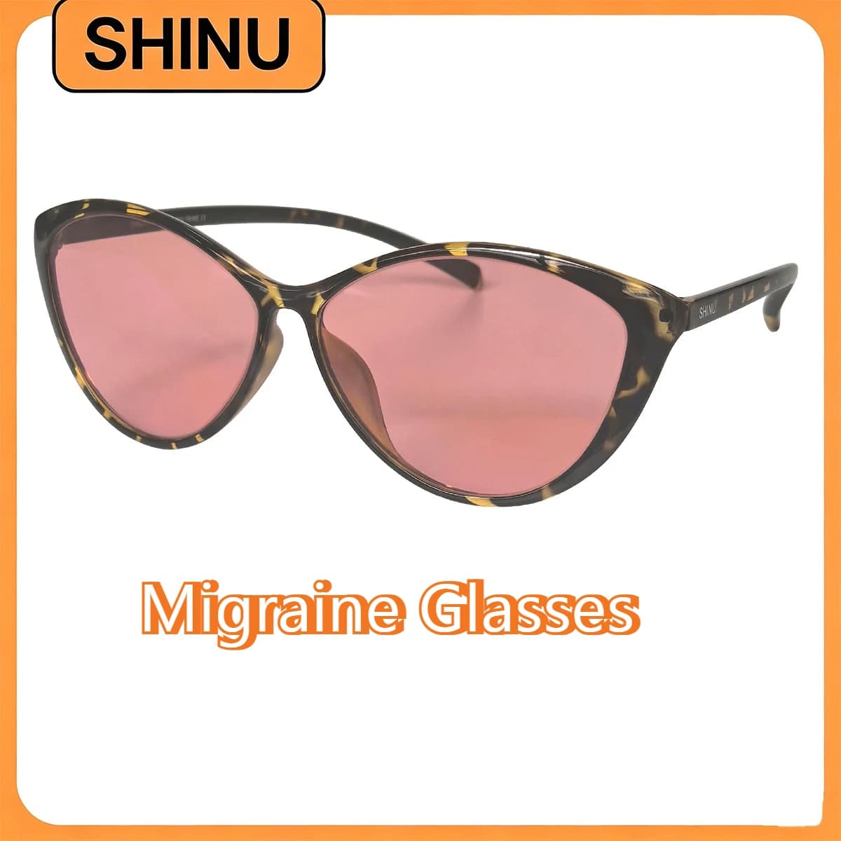 SHINU FL-41 Migraine Glasses FL41 Tinted Glasses Block 480-520nm Blue Green Light Anti Photophobia Tint Color Sunglasses Women