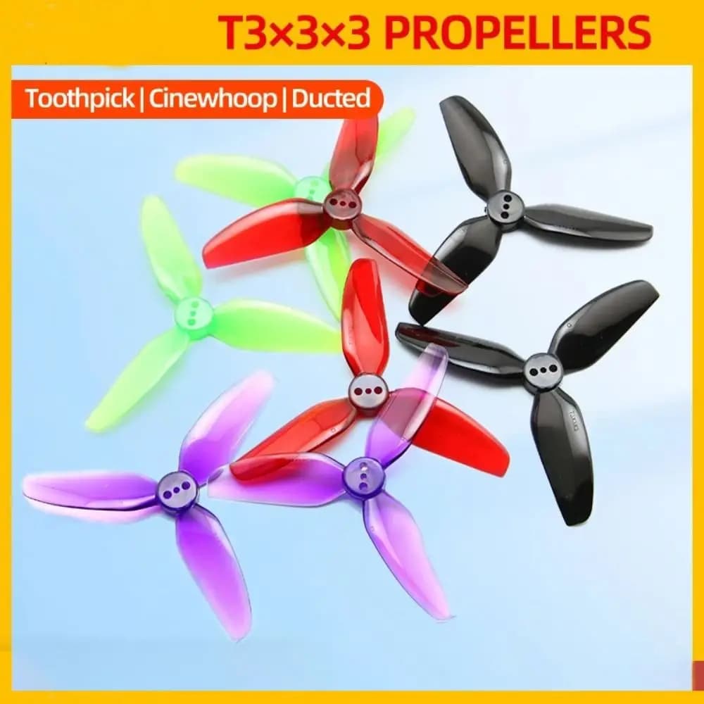 2 paia Nuovo PC Prop T3X3X3 Elica da 3 pollici 3 pale 3030 Puntelli a 3 pale Elica avanti e indietro a prova di caduta Drone CineLog