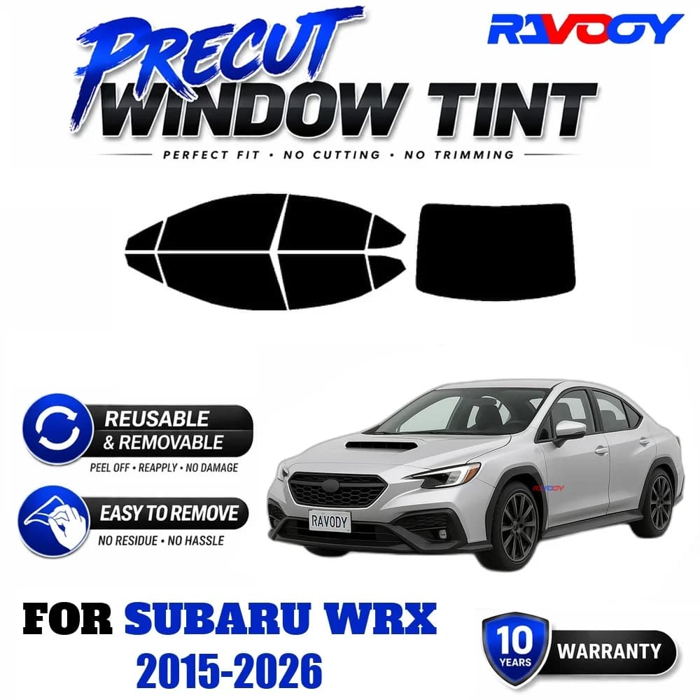 RAVOOY Precut Window Tint, Reusable Removable EPU Film, Custom Fit for Subaru WRX 2015-2026, UV Heat Protection