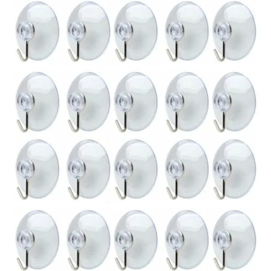 20Pcs Clear Suction Cups with Hooks PVC Plastic Transparent Sucker Hanger Industrial Hooks for Daily Home Decoration and Organi