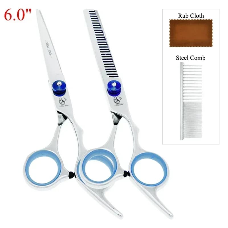 Kit Forbici per Toelettatura Animali 6.0" 2 Pezzi con Pettine in Acciaio Inox, Forbici Professionali per Cani, Accessori per Animali, Tosatrice per Pelo B0002A