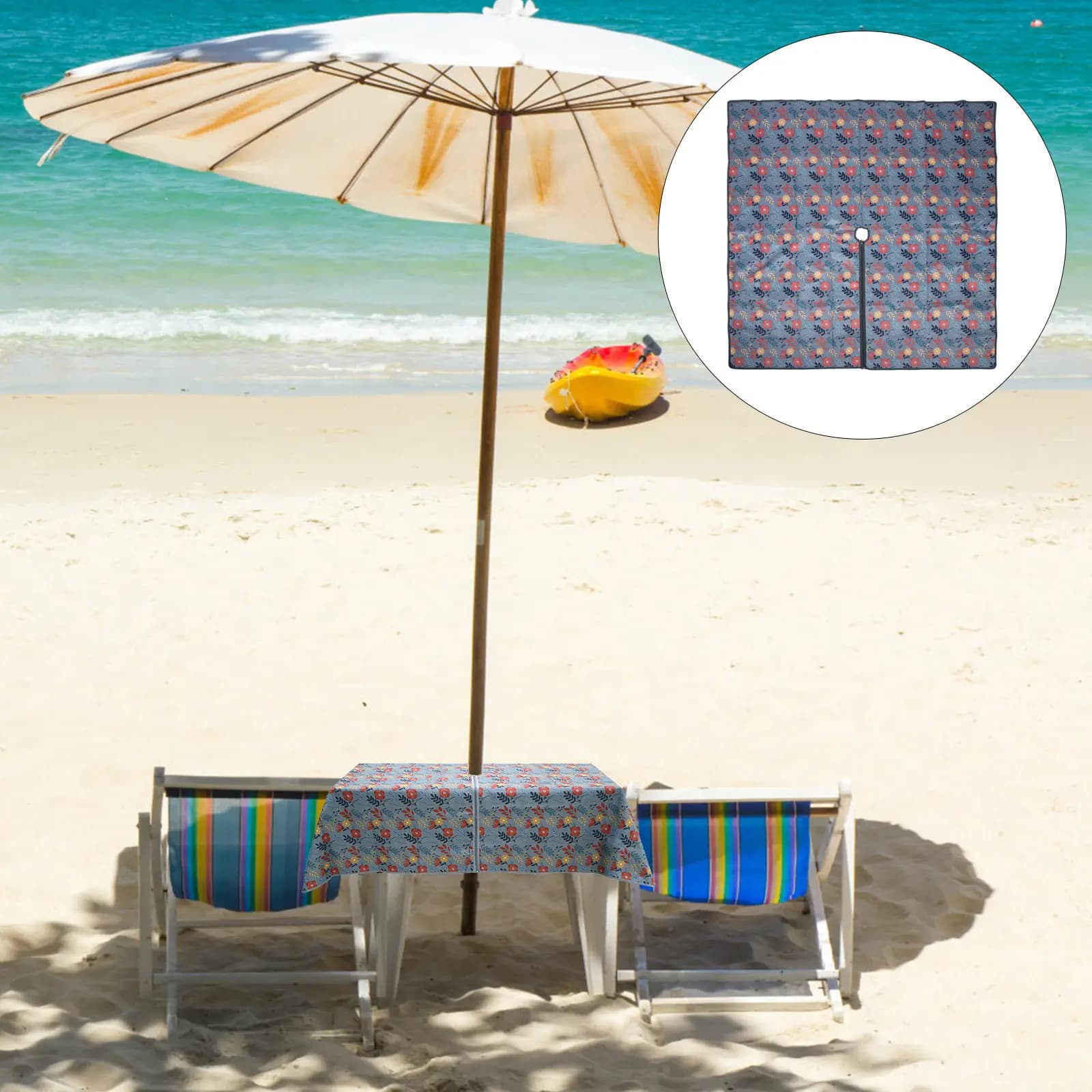 Waterproof tablecloth with zipper, oil-resistant, round, outdoor, decorative for parties, solid color, for picnic